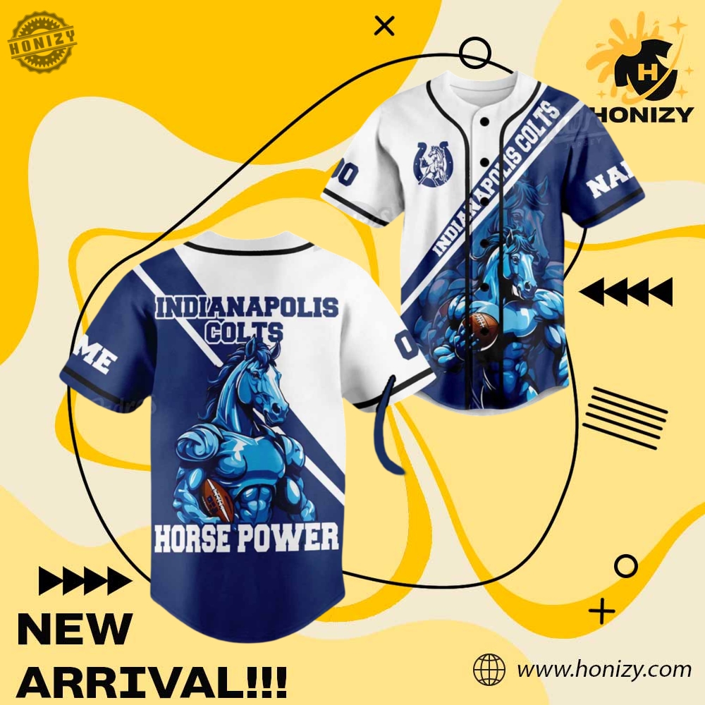 NFL Fans Baseball Style Shirt 23 Nfl Nfl Indianapolis Colts Horse Power Custom Name Unisex Trendy Baseball Jersey