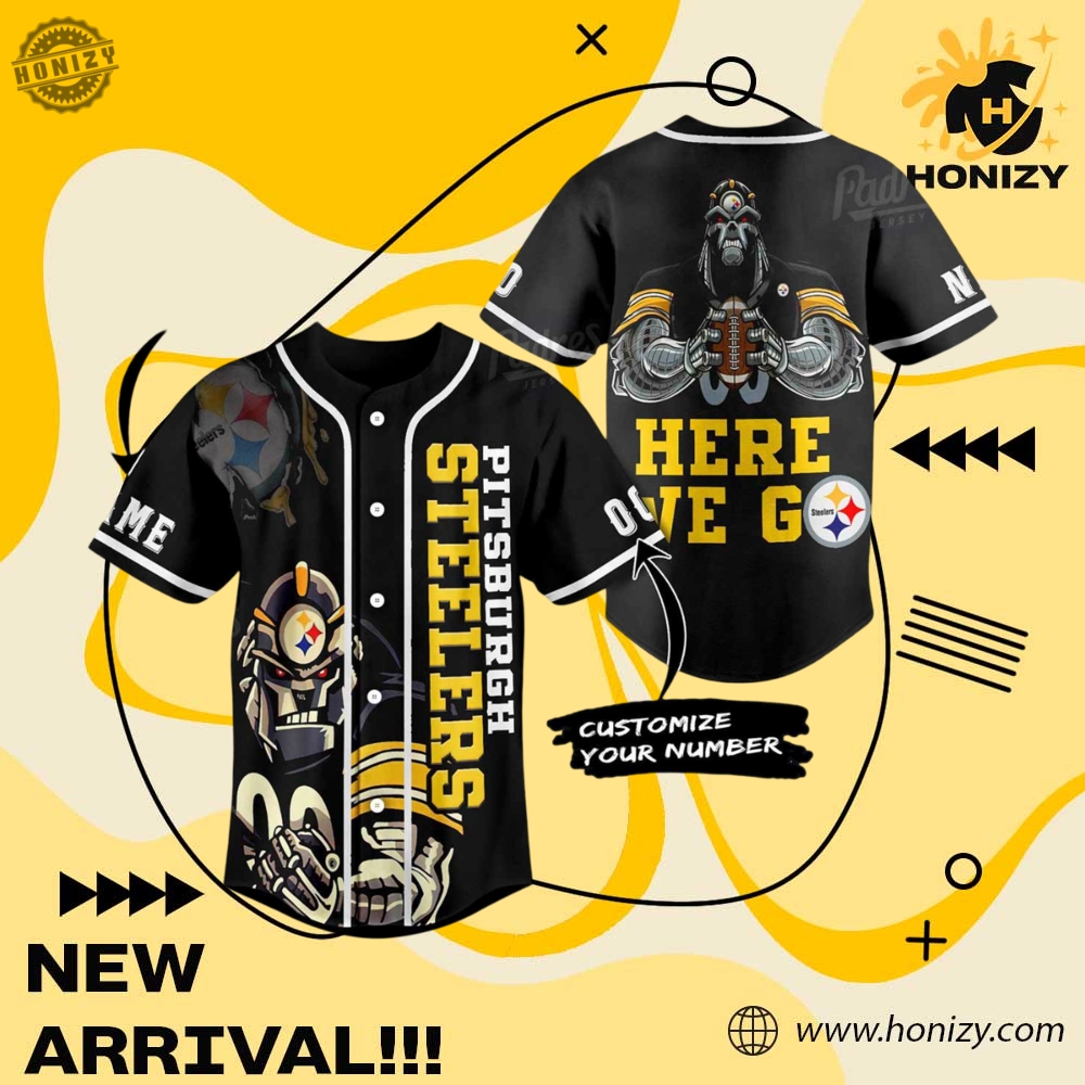 NFL Fans Baseball Style Shirt 29 Pittsburgh Steelers Nfl Here We Go Custom Name Unisex Trendy Baseball Jersey Outfit