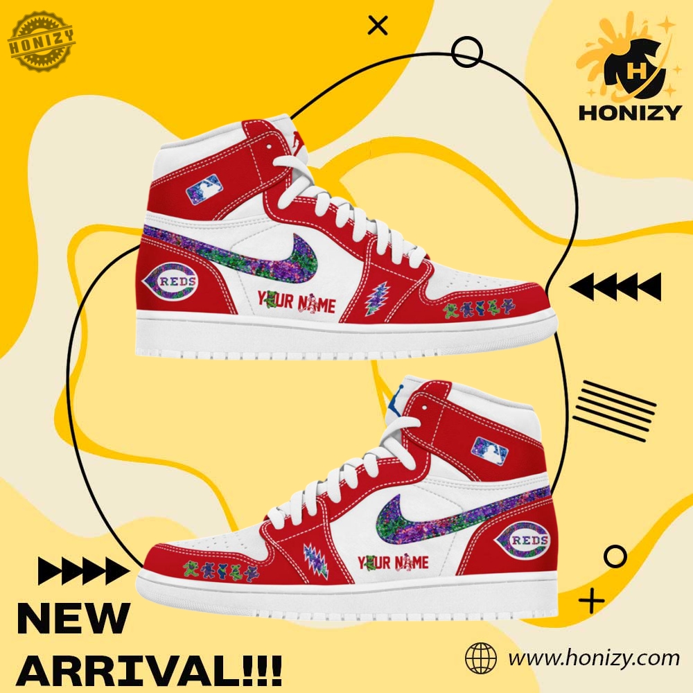 The Reds Jordan Cincinnati Reds Mlb Baseball Team X Grateful Dead Night Air Jordan 1 ...
